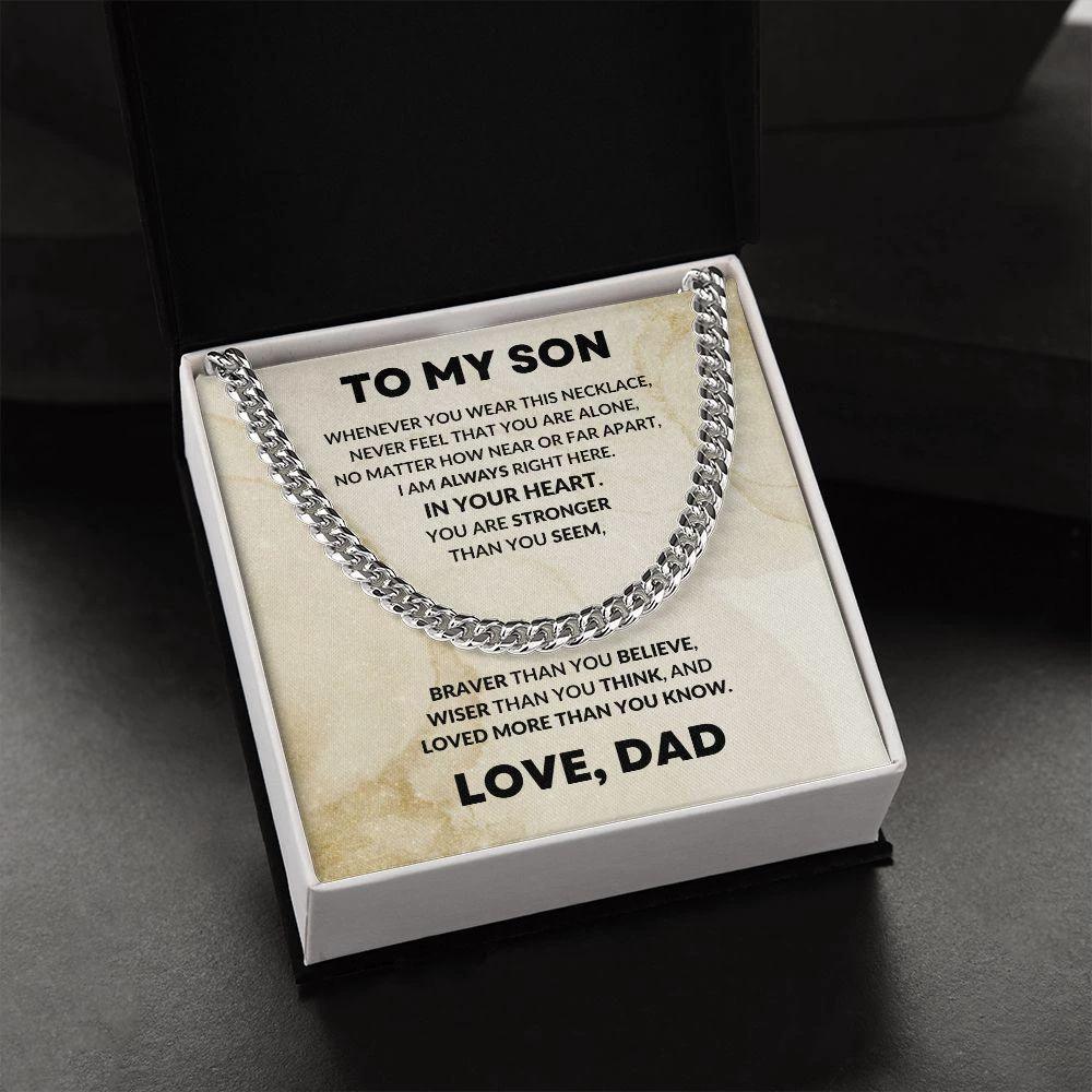 To My Son Love Dad Cuban Chain Link Necklace