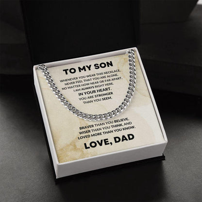 To My Son Love Dad Cuban Chain Link Necklace - Mallard Moon Gift Shop