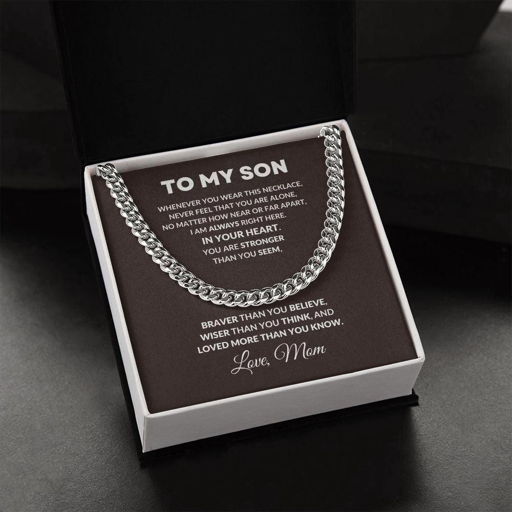 To My Son You I Am Always In Your Heart Love Mom Cuban Link Necklace