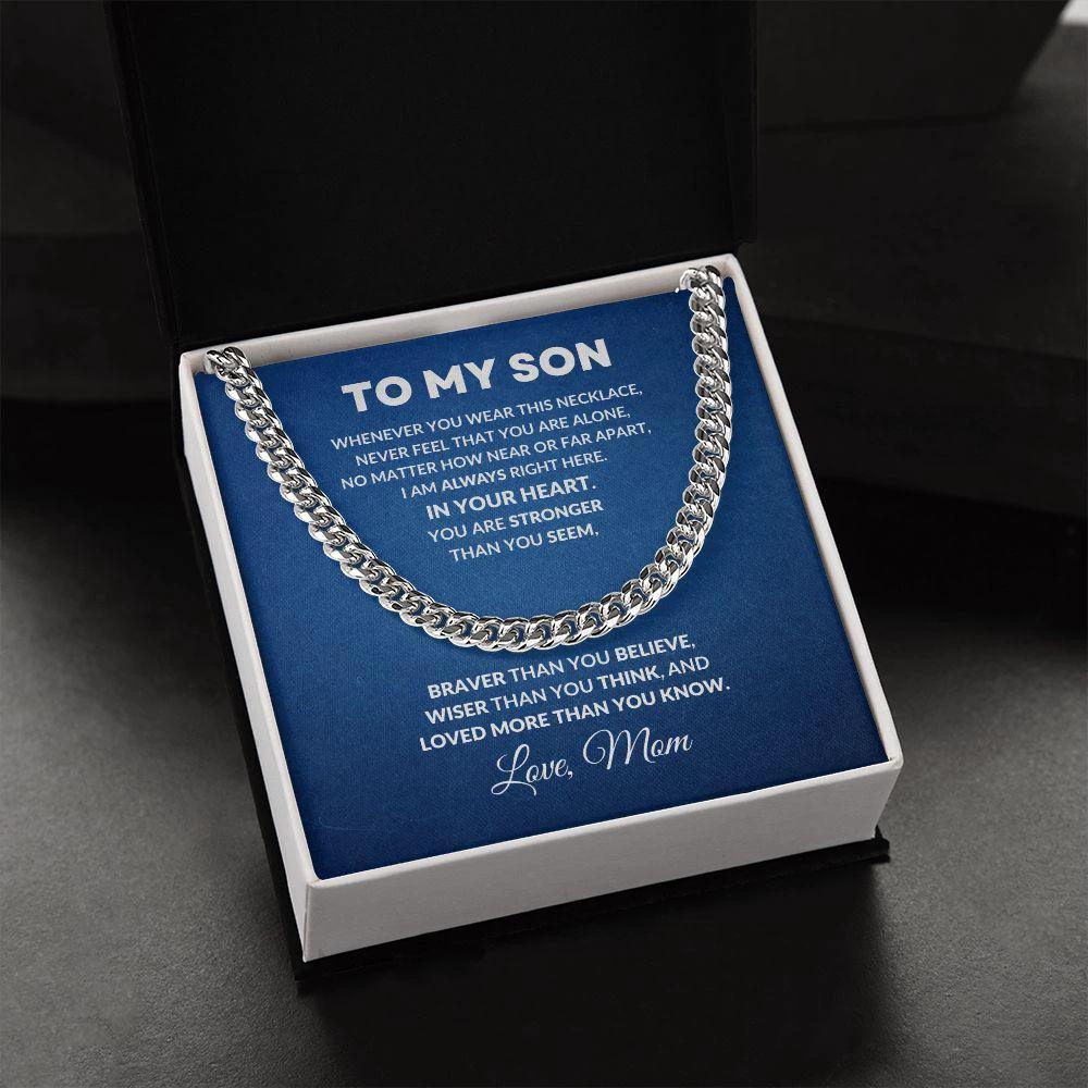 To My Son Love Mom Cuban Chain Link Necklace