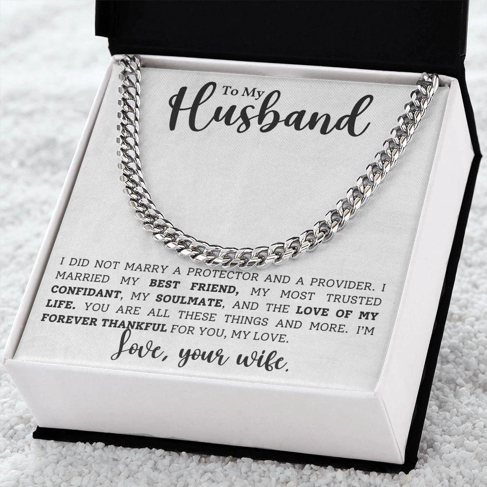 To My Husband, My Protector, My Soulmate - Cuban Link Chain Necklace
