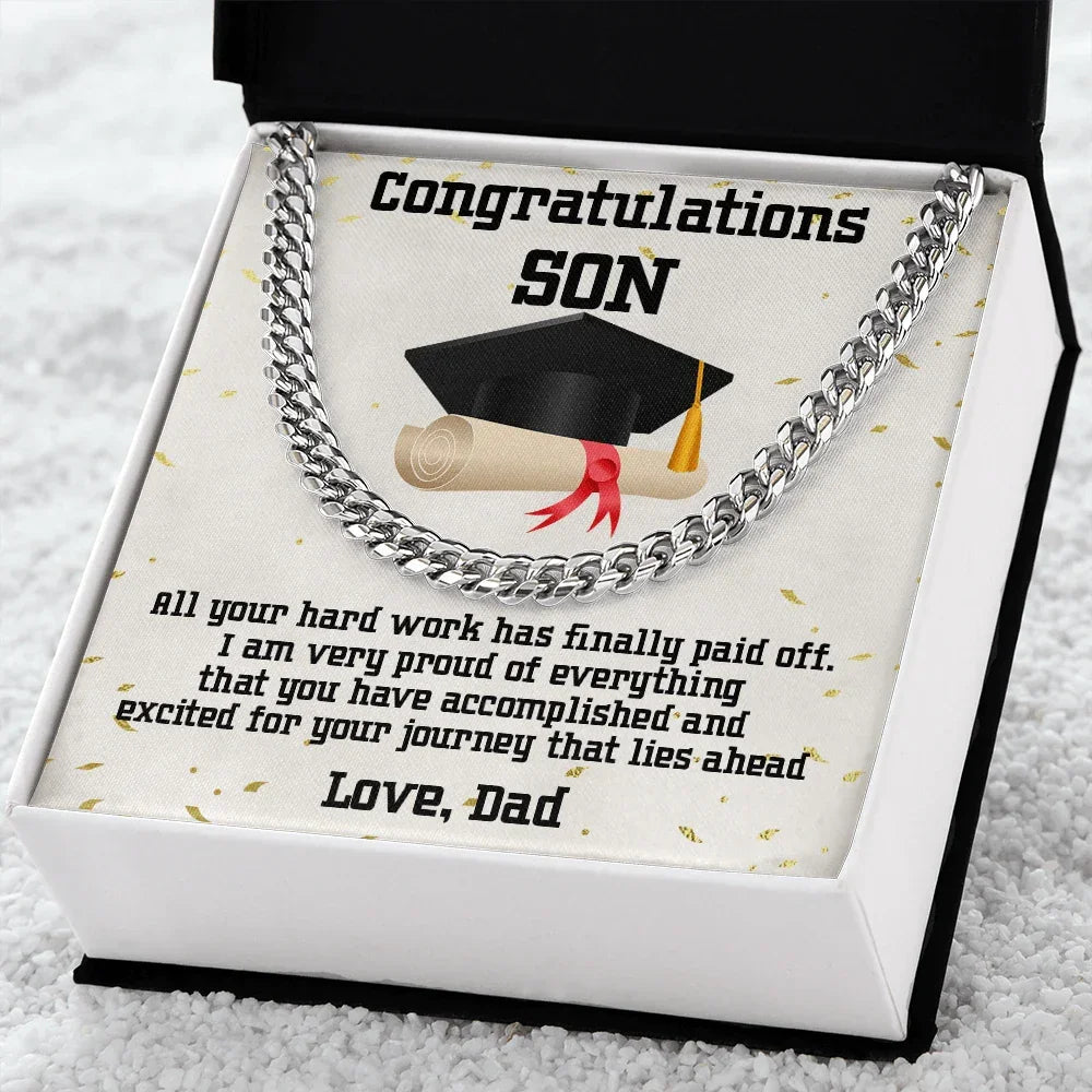Son Graduation Gift from Dad Cuban Link Chain Necklace