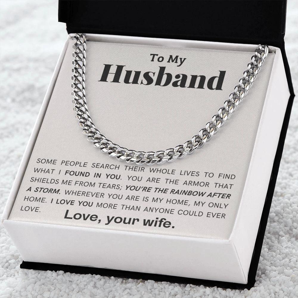 To My Husband - My Armor - Cuban Link Chain Necklace