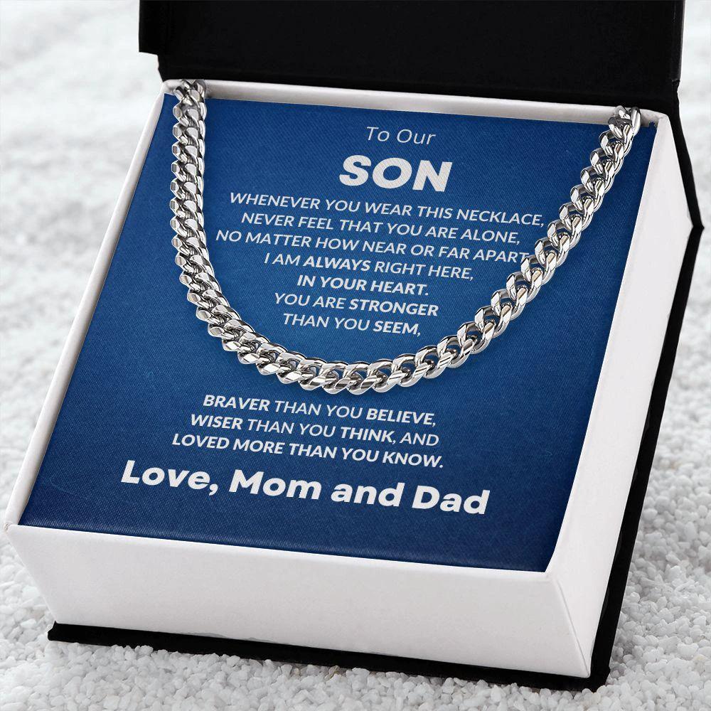 Gift for Son From Mom and Dad Cuban Chain Link Necklace