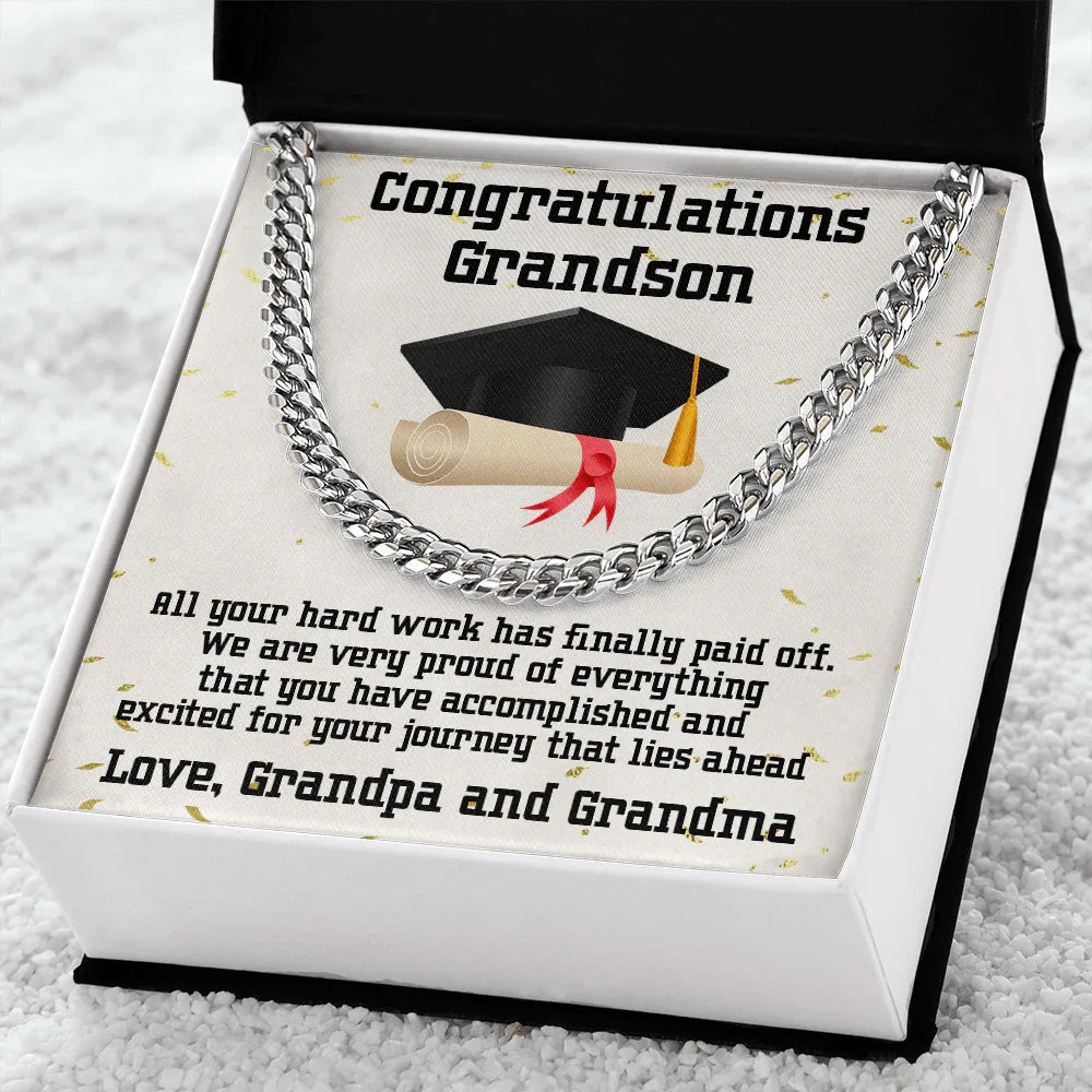 Grandson Graduation 2024 Congratulations Cuban Chain Link Necklace