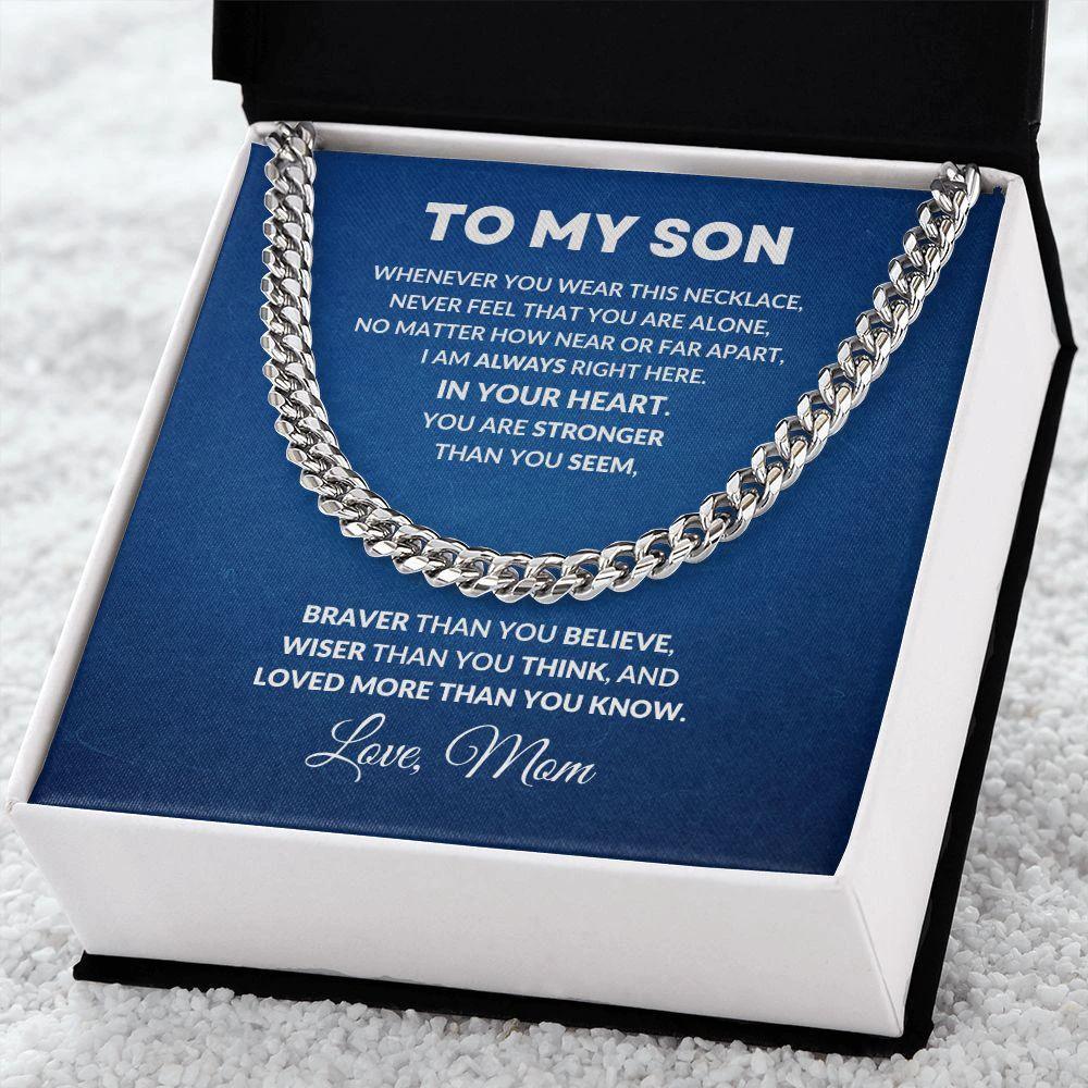 To My Son Love Mom Cuban Chain Link Necklace