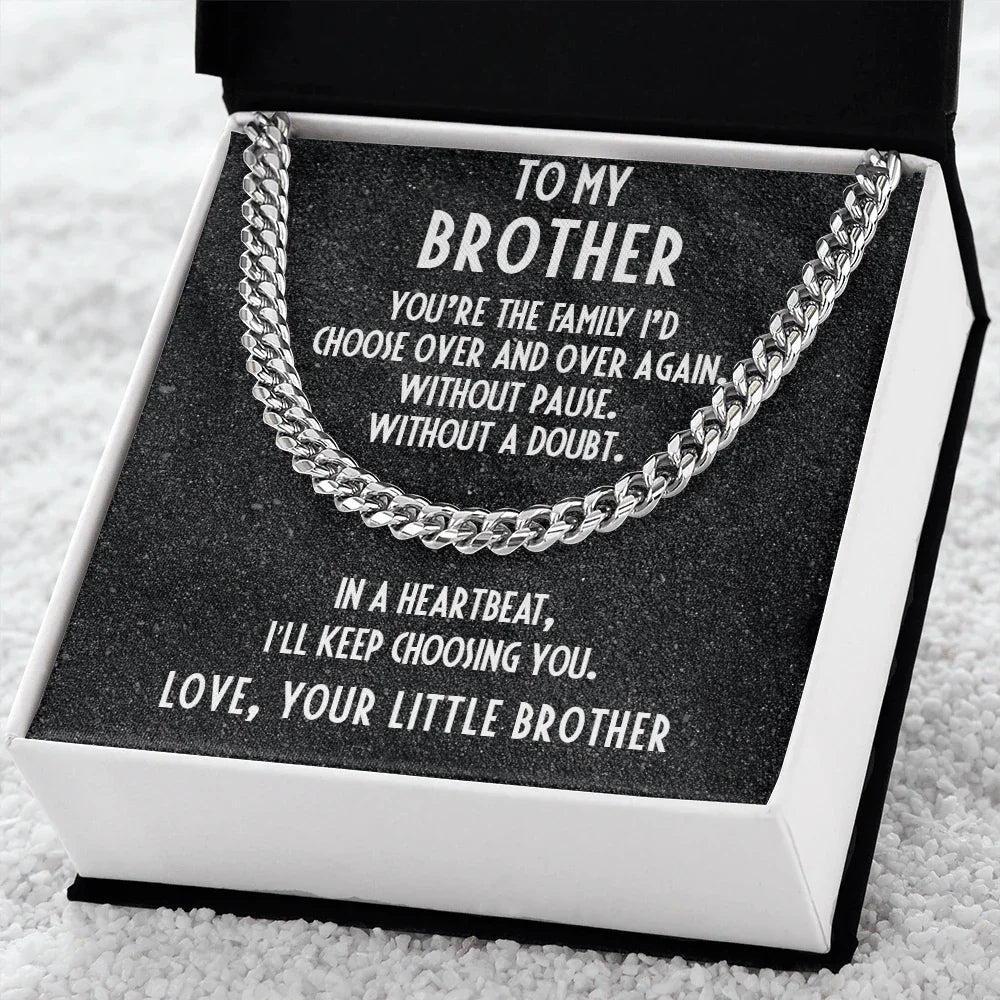Gift for Brother from Little Brother Adjustable Cuban Link Chain Necklace