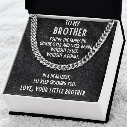 Gift for Brother from Little Brother Adjustable Cuban Link Chain Necklace - Mallard Moon Gift Shop