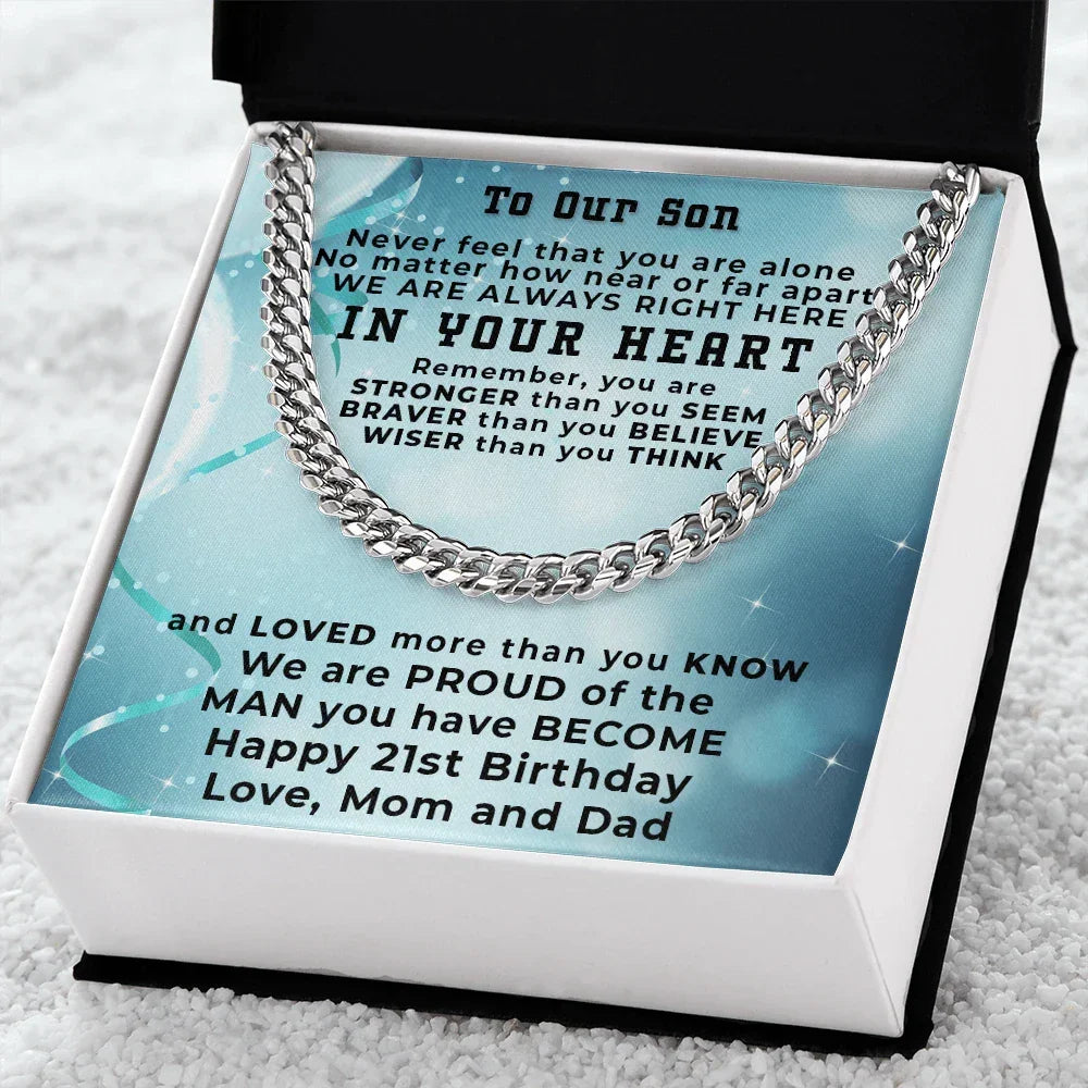 Son 21st Birthday Gift Cuban Link Chain Necklace