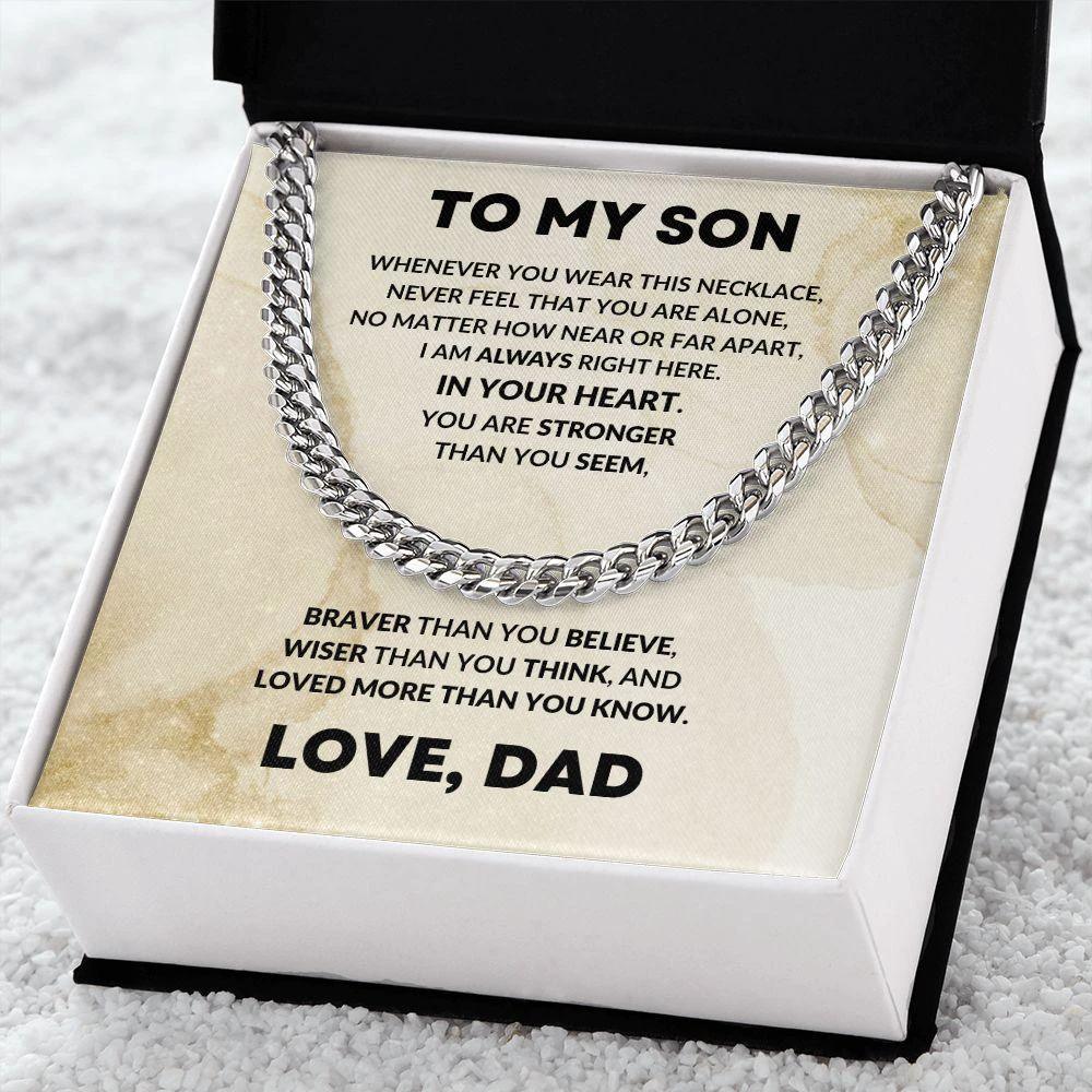 To My Son Love Dad Cuban Chain Link Necklace
