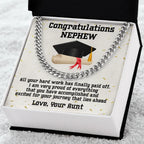 Nephew Graduation 2024 Congratulations Love Aunt Cuban Chain Link Necklace