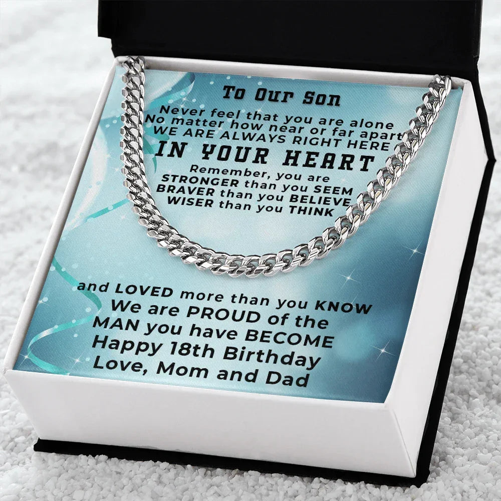 Son 18th Birthday Gift from Mom and Dad Cuban Link Chain Necklace