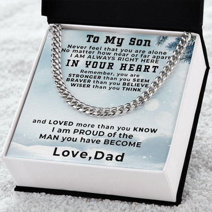 Gift for Adult Son from Dad Thick Chain Link Necklace Custom Message Card Gift Box - Mallard Moon Gift Shop