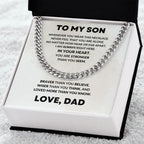 To My Son Cuban Chain Link Necklace Right Here In Your Heart