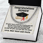 Nephew Graduation Congratulations Love Aunt and Uncle Cuban Chain Link Necklace
