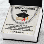 Son Graduation 2024 Congratulations Mom Cuban Link Chain Necklace