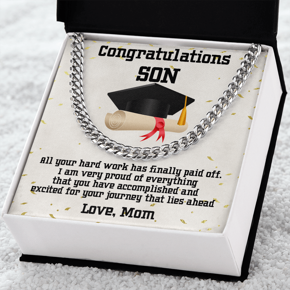 Son Graduation 2022 Congratulations Mom Cuban Link Chain Necklace - Mallard Moon Gift Shop