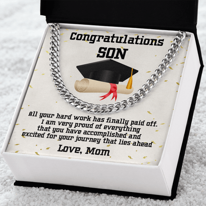 Son Graduation 2022 Congratulations Mom Cuban Link Chain Necklace - Mallard Moon Gift Shop