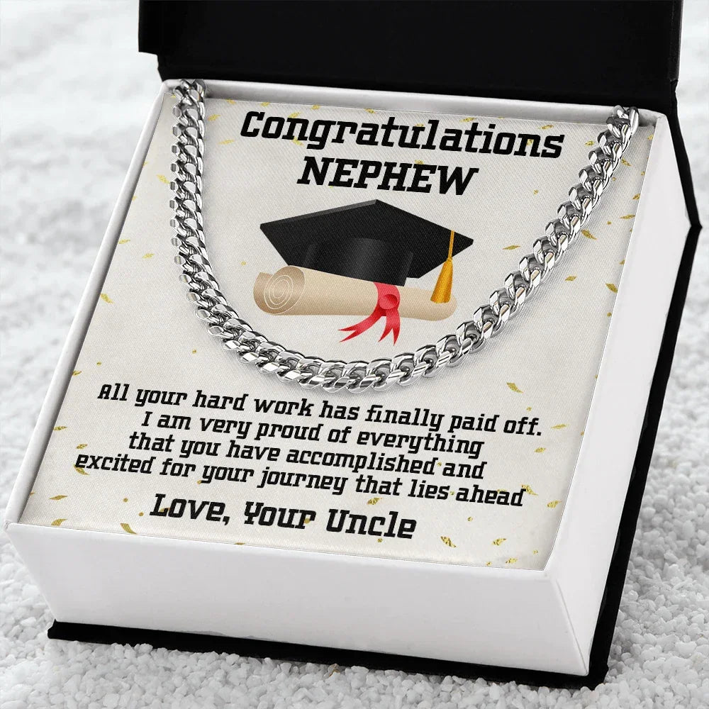 Nephew Graduation Congratulations Class 2024 from Uncle Cuban Chain Link Necklace