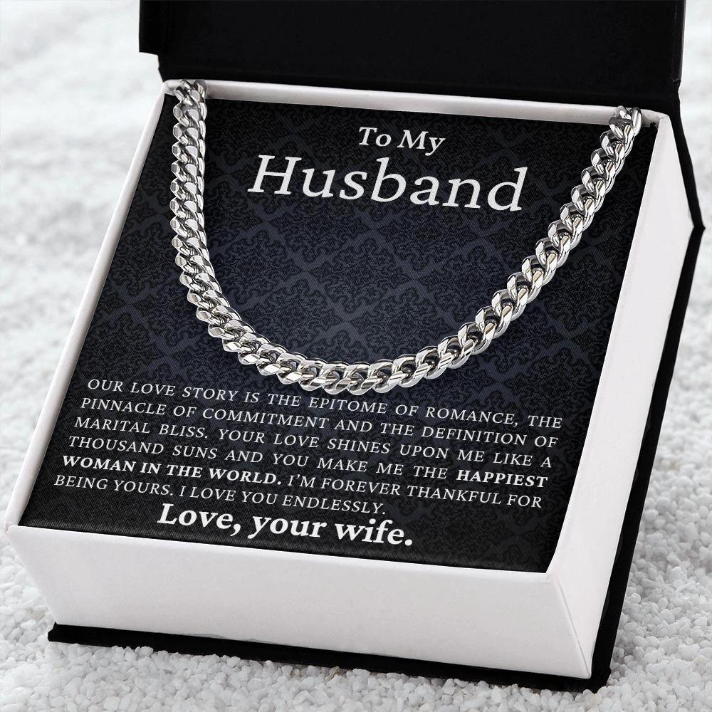 To My Husband - Love You Endlessly - Cuban Link Chain Necklace