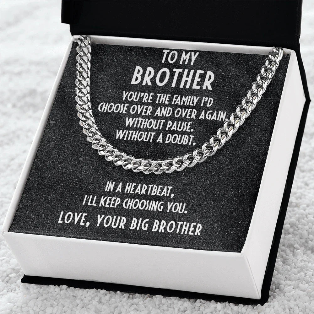Gift for Brother Love Big Brother Cuban Link Chain Necklace