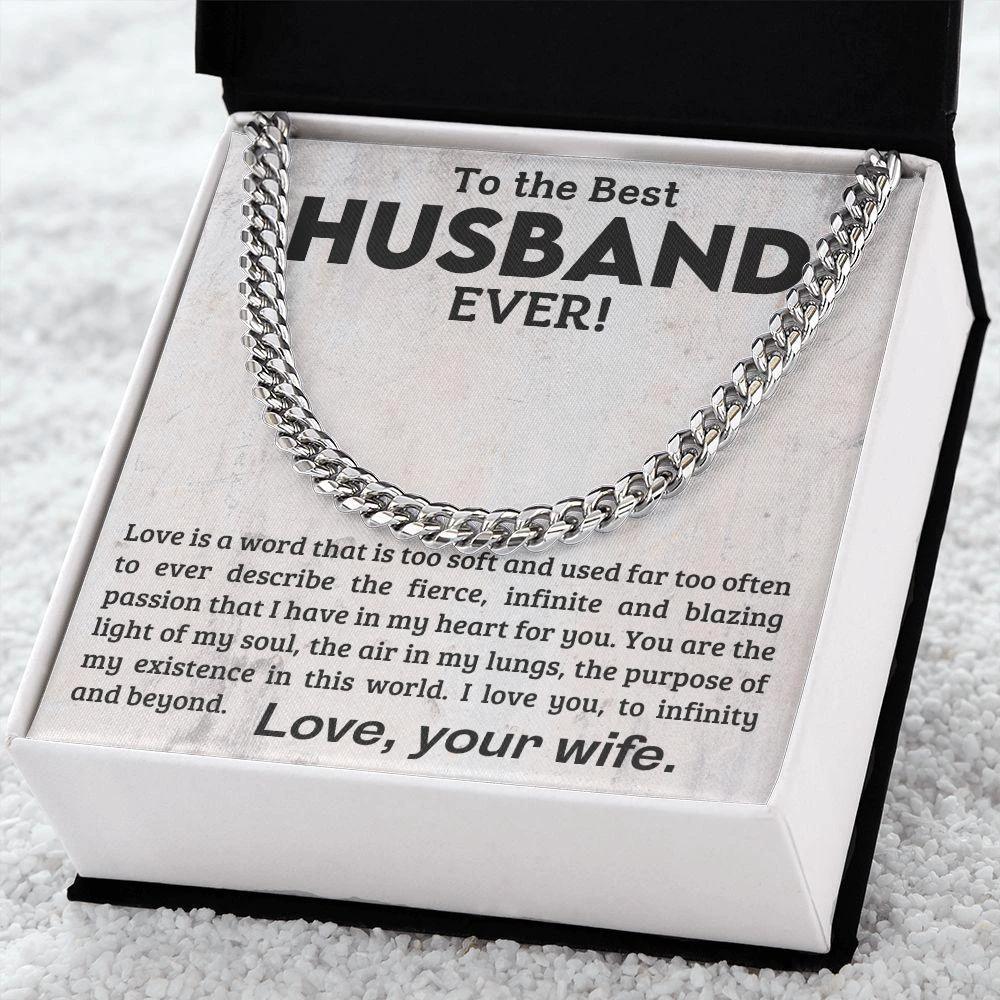 To My Husband -Love You to Infinity and Beyond - Cuban Link Chain Necklace