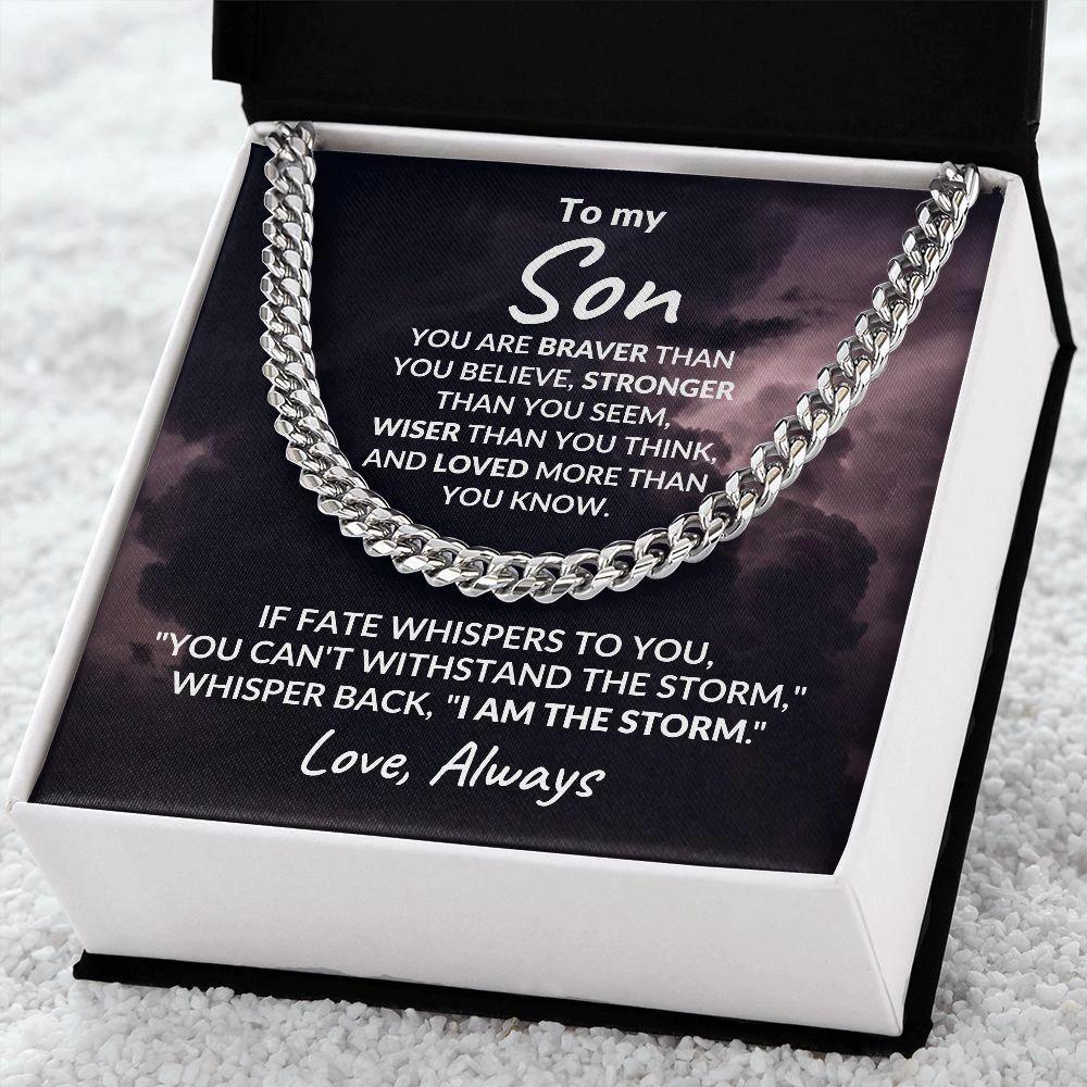 To My Son - I Am the Storm - Cuban Chain Link Necklace
