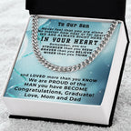 Son Graduation Cuban Link Chain Necklace Congratulations Mom and Dad