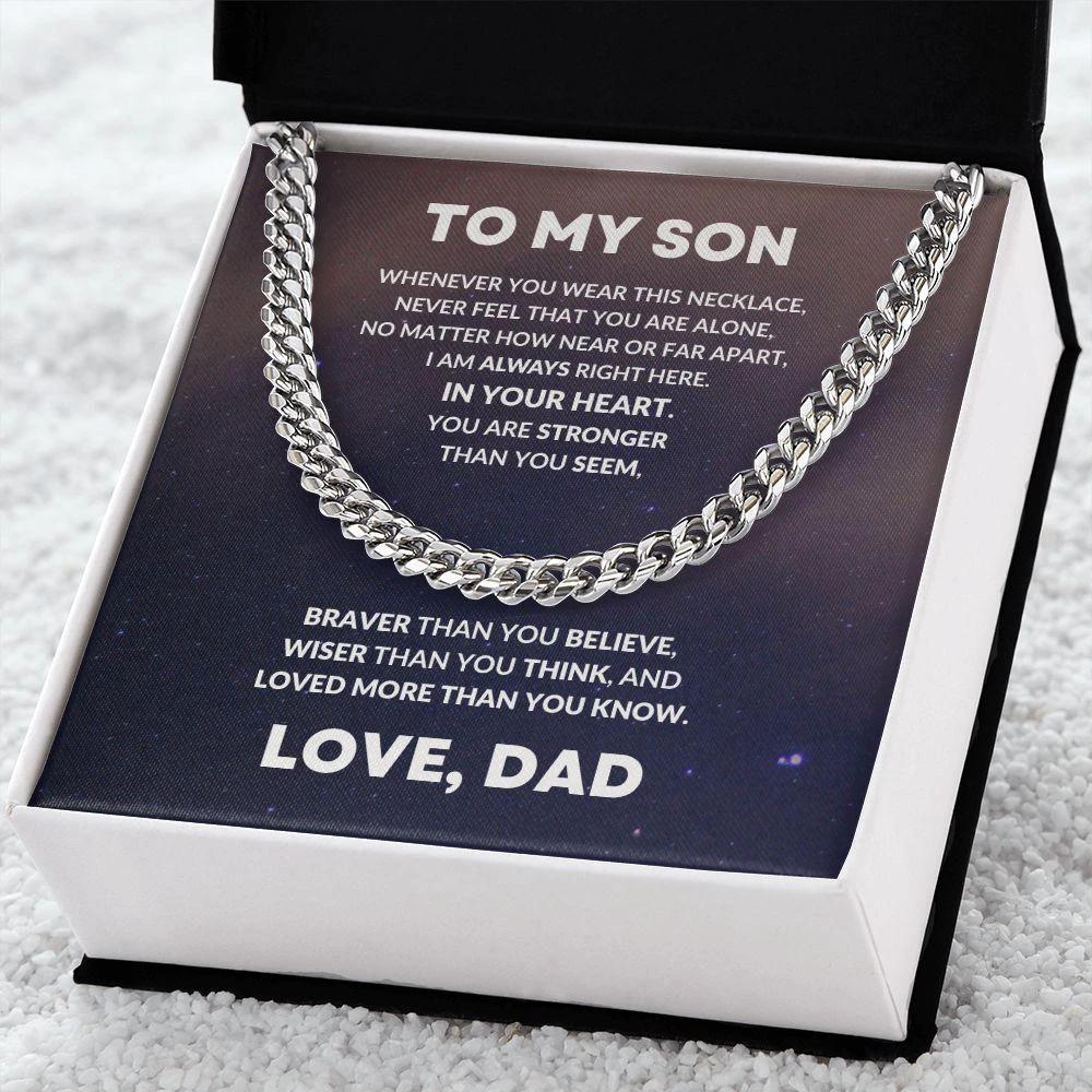To My Son From Dad Cuban Chain Link Necklace