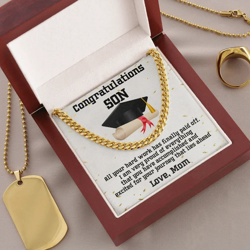 Son Graduation Gift Cuban Link Chain Necklace