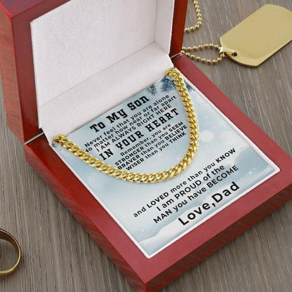 Gift for Adult Son from Dad Thick Chain Link Necklace Custom Message Card Gift Box - Mallard Moon Gift Shop