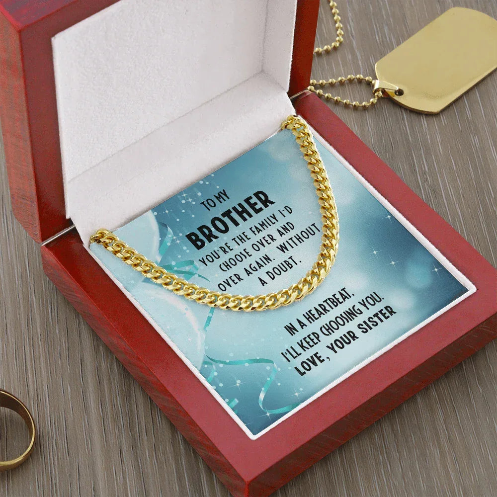 Brother Birthday Gift from Sister Cuban Link Chain Necklace