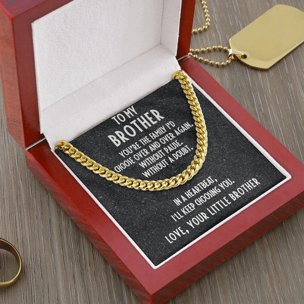 Gift for Brother from Little Brother Adjustable Cuban Link Chain Necklace