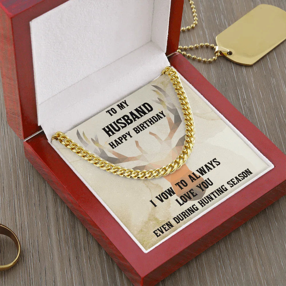 Hunter's Love Token: Funny & Personalized Cuban Necklace Birthday Gift from Wife