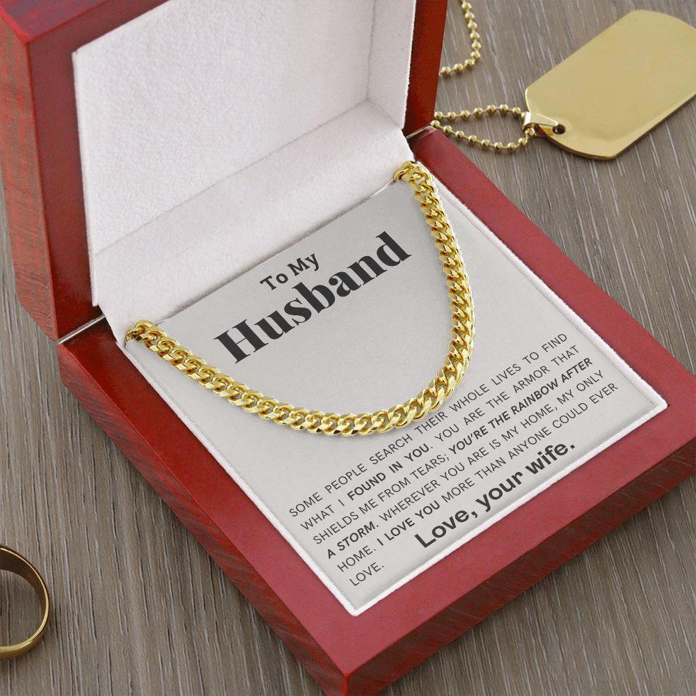 To My Husband - My Armor - Cuban Link Chain Necklace