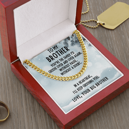 Brother Gift from Big Brother Cuban Link Chain Necklace - Mallard Moon Gift Shop