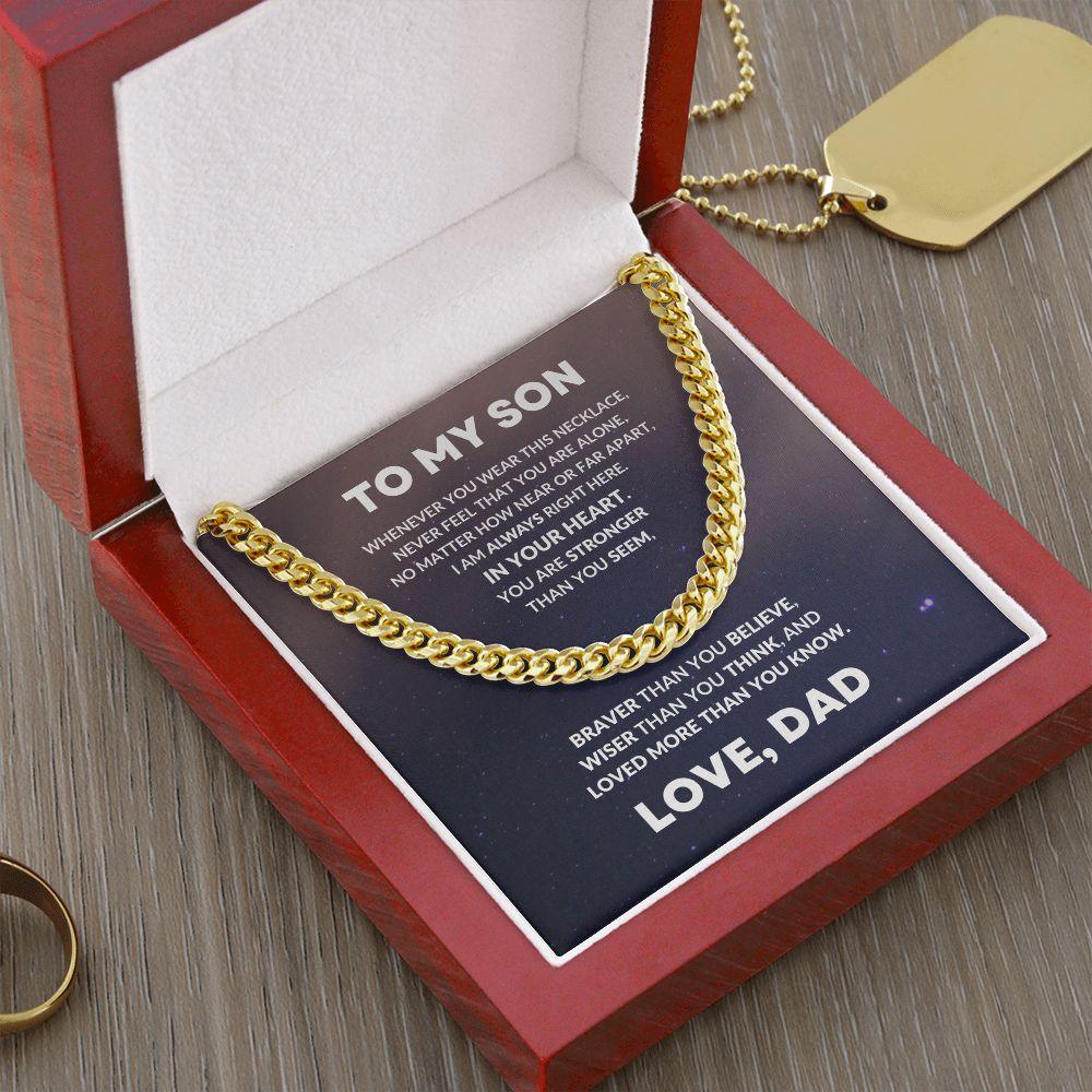 To My Son From Dad Cuban Chain Link Necklace - Mallard Moon Gift Shop