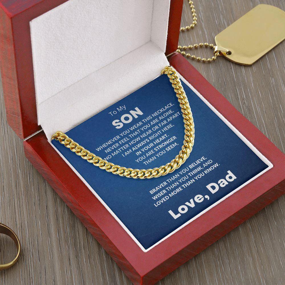 Gift for Son - Always In My Heart - Love Dad - Cuban Chain Link Necklace