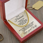 To My Husband - Beat of My Heart - Cuban Chain Necklace with Message Card and Gift Box