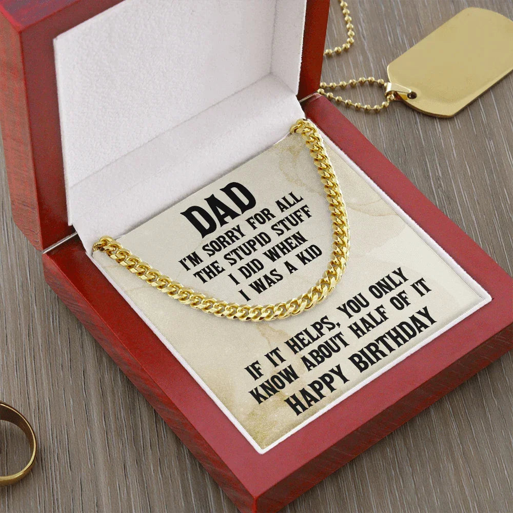 Dad Birthday Funny Cuban Link Chain Necklace