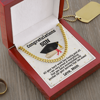 Son Graduation 2022 Congratulations Mom Cuban Link Chain Necklace - Mallard Moon Gift Shop