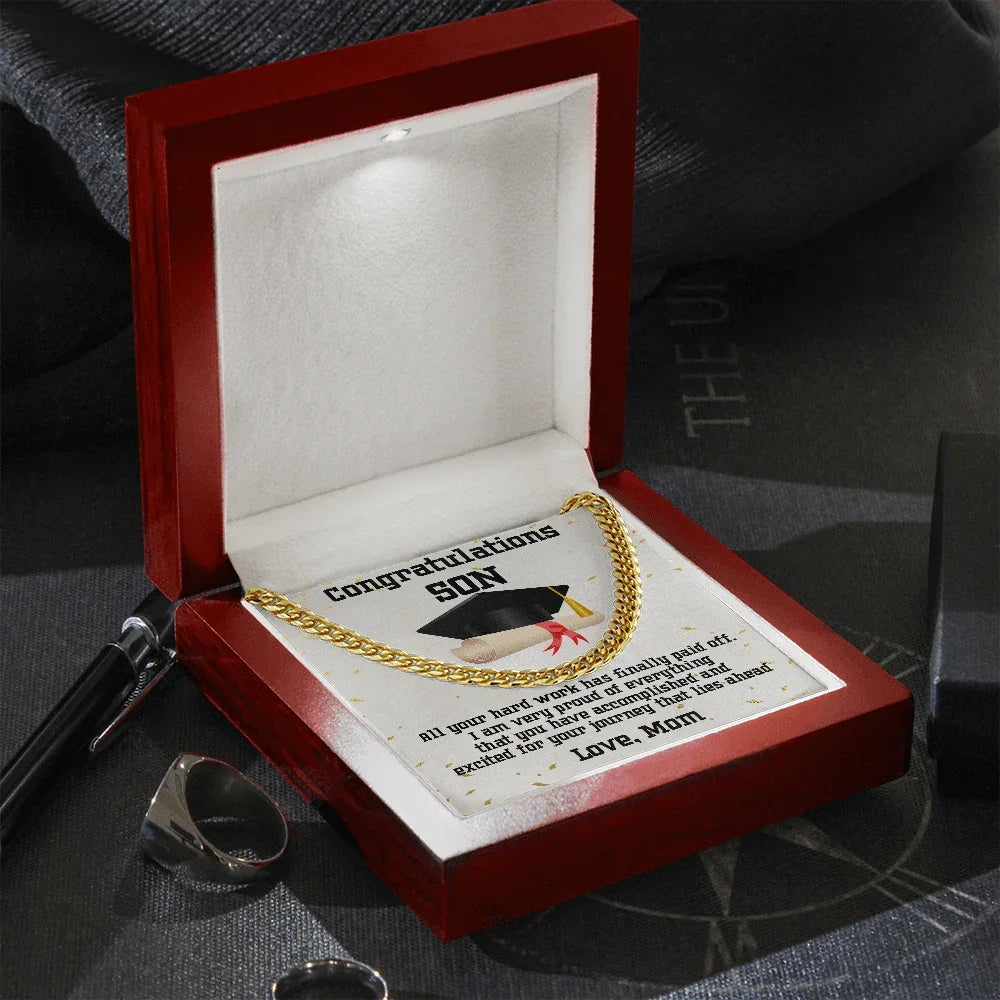 Son Graduation Gift Cuban Link Chain Necklace
