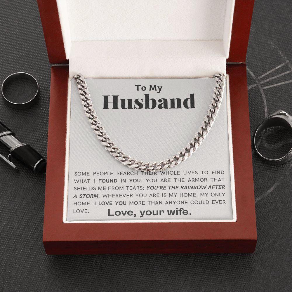 To My Husband - My Armor - Cuban Link Chain Necklace