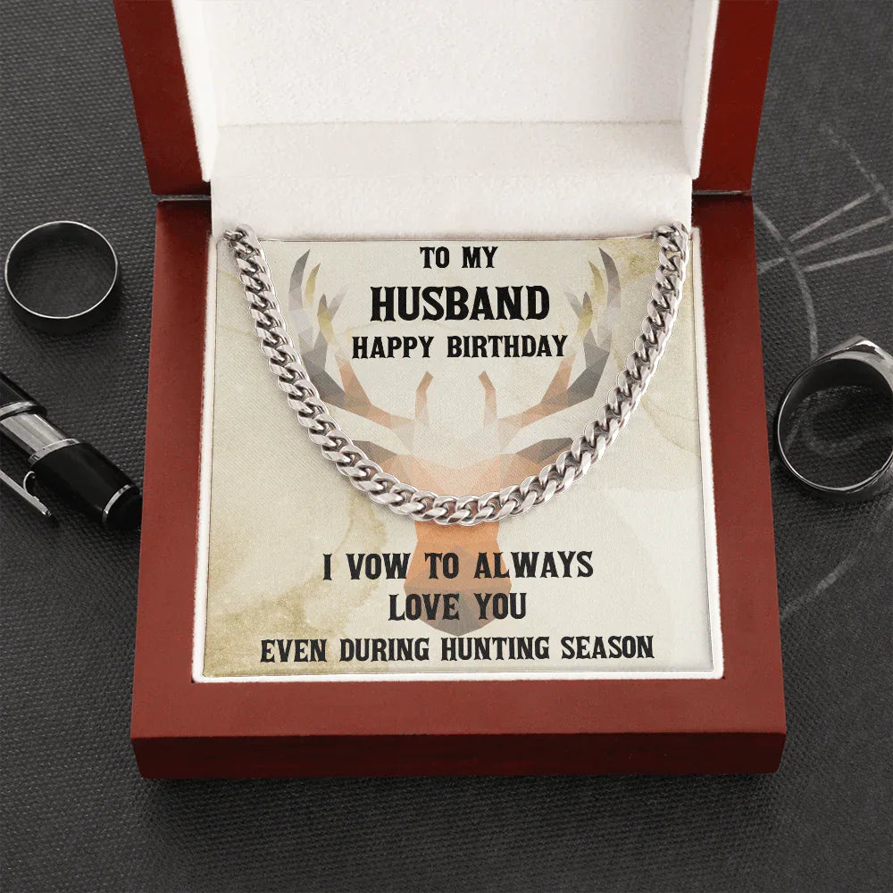 Hunter's Love Token: Funny & Personalized Cuban Necklace Birthday Gift from Wife