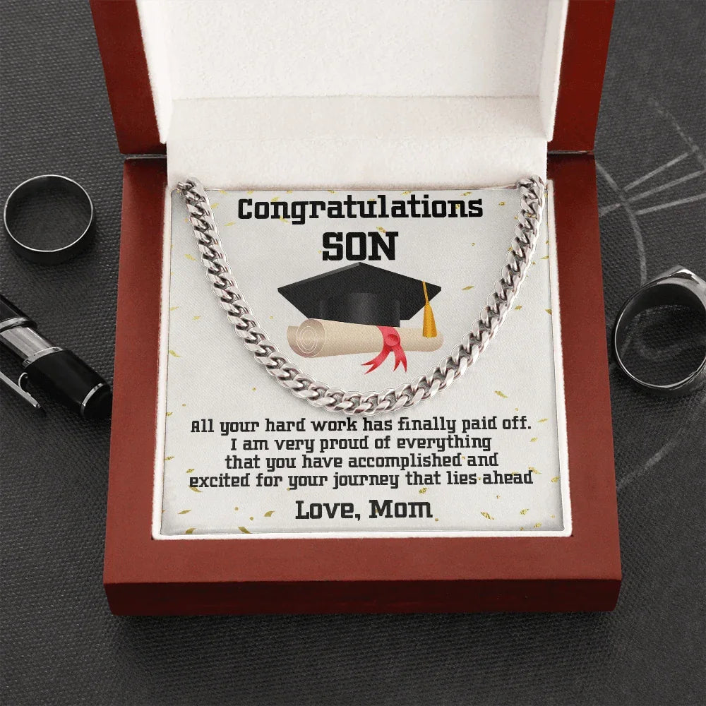 Son Graduation Gift Cuban Link Chain Necklace