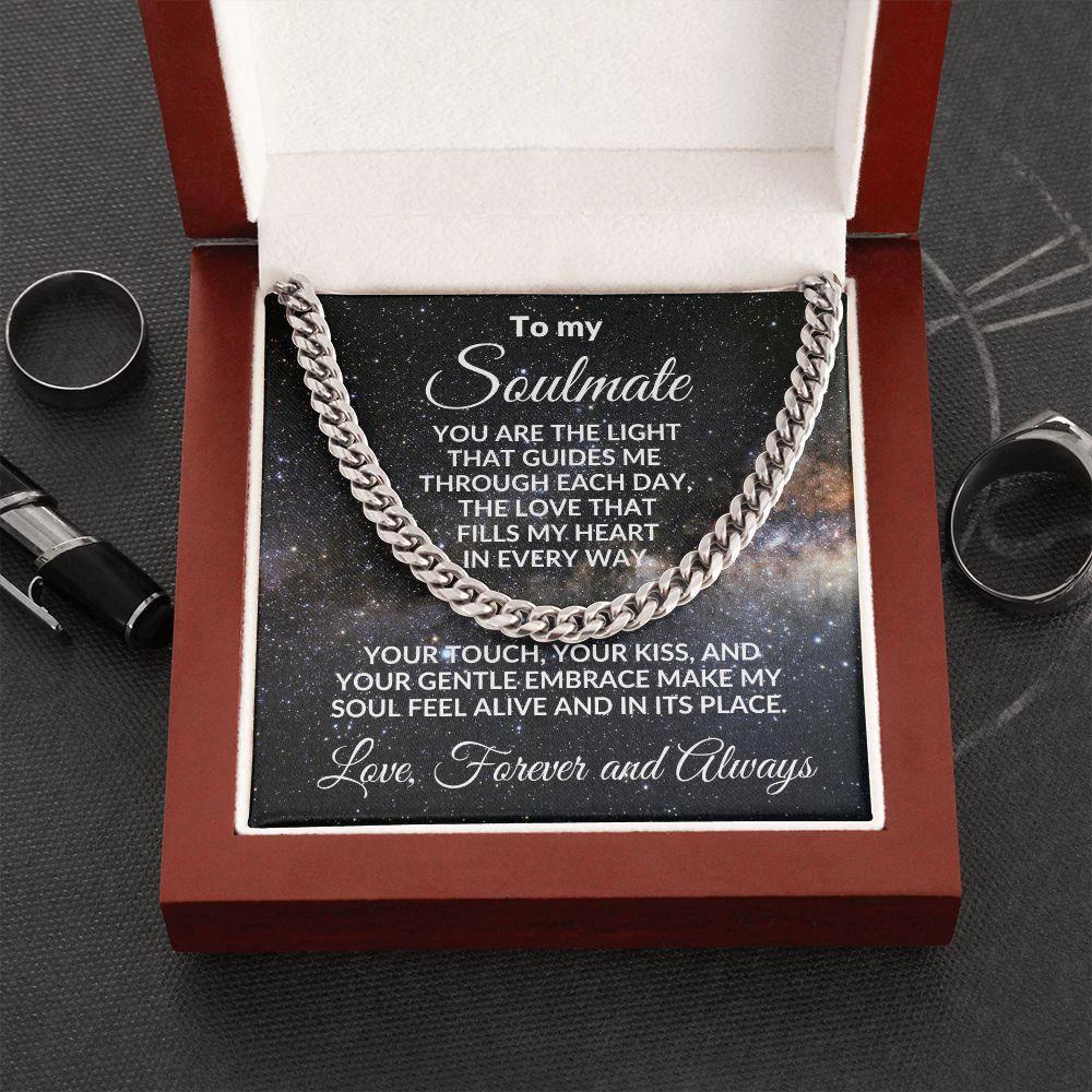 To My Soulmate - Chain Necklace with Romantic Message Card and Gift Box