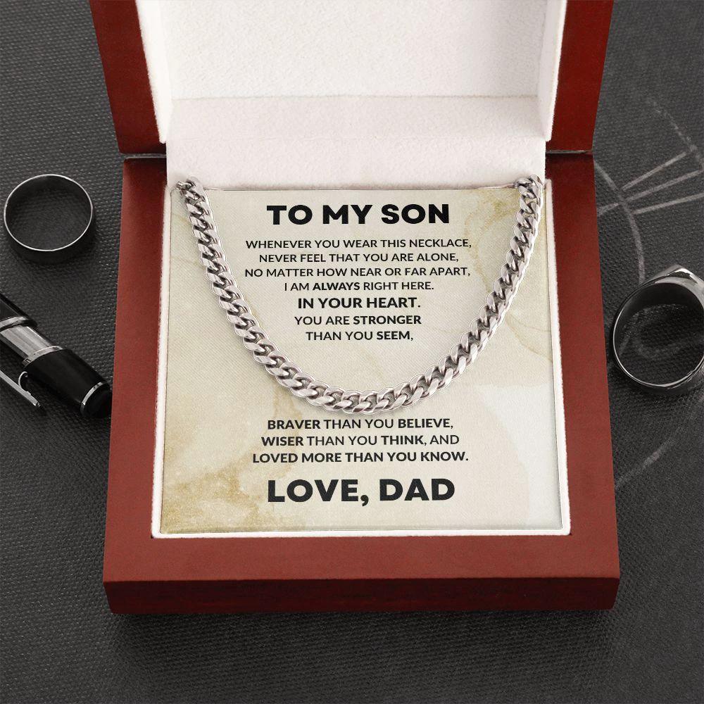 To My Son Love Dad Cuban Chain Link Necklace
