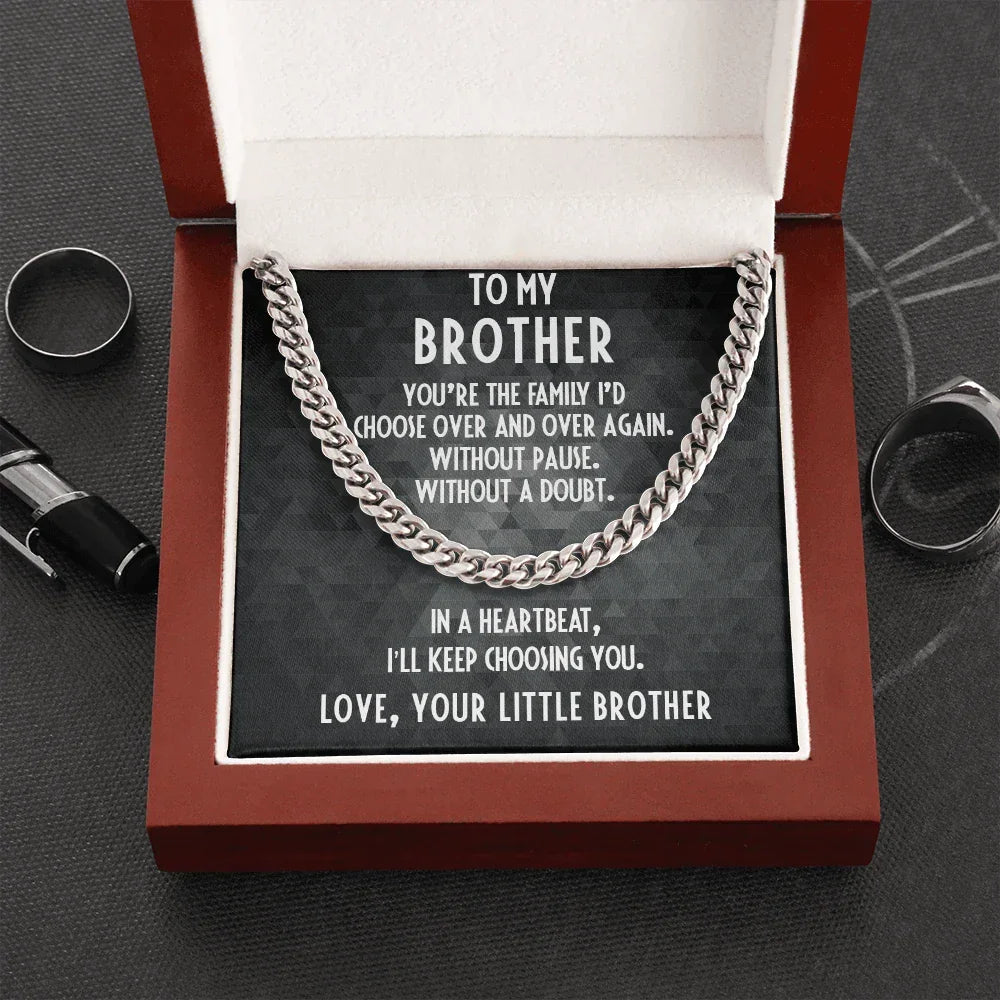 Gift for Brother Adjustable Cuban Link Chain Necklace