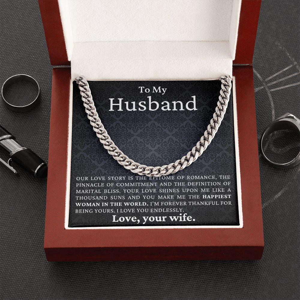 To My Husband - Love You Endlessly - Cuban Link Chain Necklace