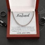 To My Wonderful Husband I Am Lucky Cuban Link Chain Necklace
